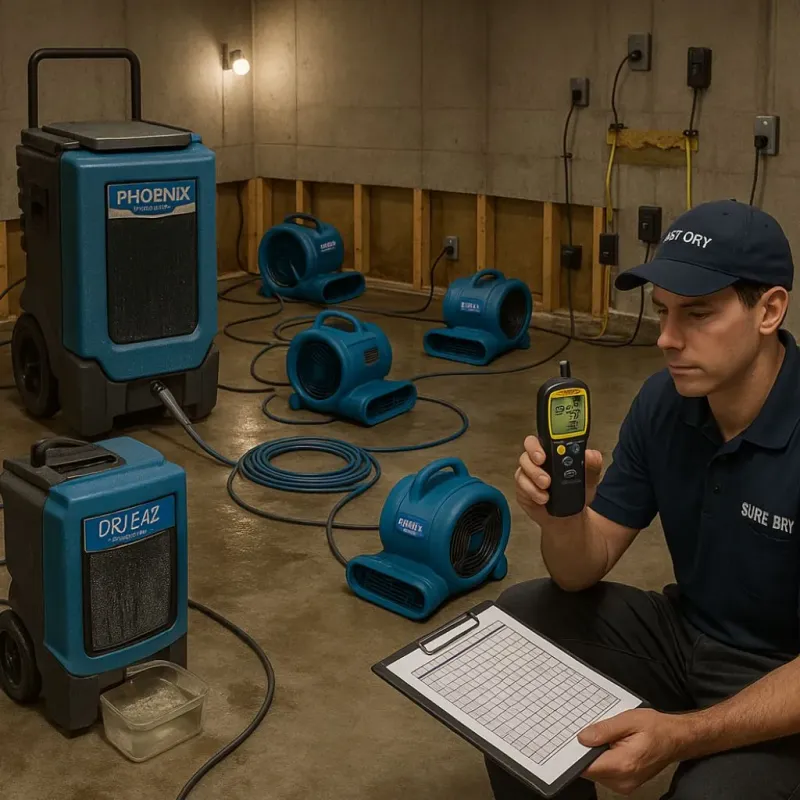 Structural Drying and Dehumidification process in McAlester, OK